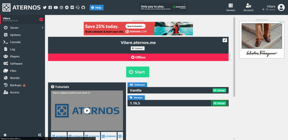 Creating a free Minecraft server with Aternos – Aternos