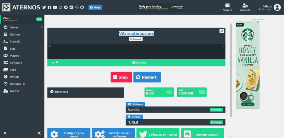 Creating a free Minecraft server with Aternos – Aternos